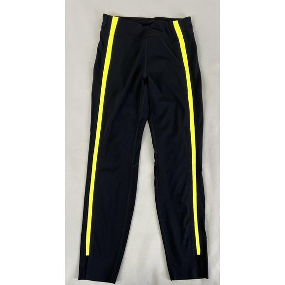 dk active Pants - Zyia active full length leggings size 6/8 Medium Black With Yellow‎ Stripe
